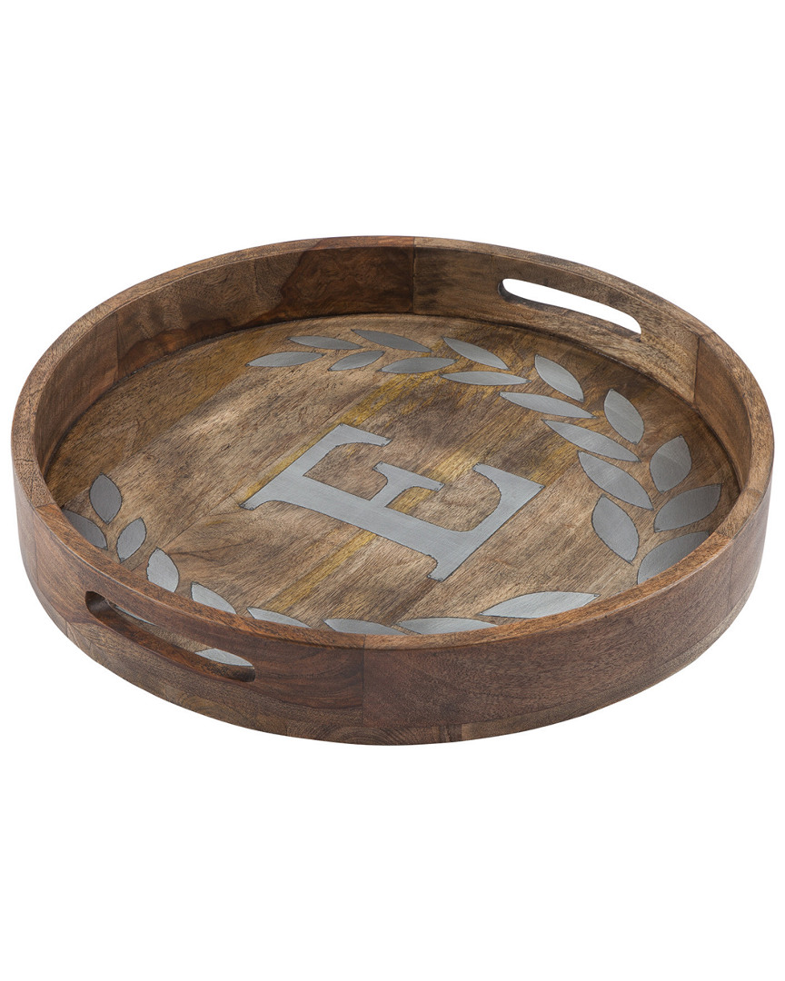 Gerson International Gg Collection Heritage Collection Mango Wood Round Tray Letter E