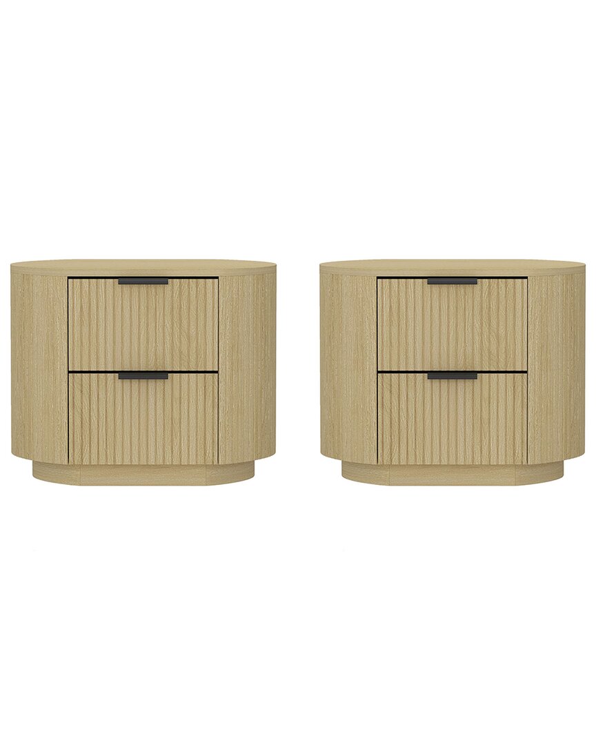 Manhattan Comfort Set Of 2 Olivia Modern Nightstands With 4 Drawers