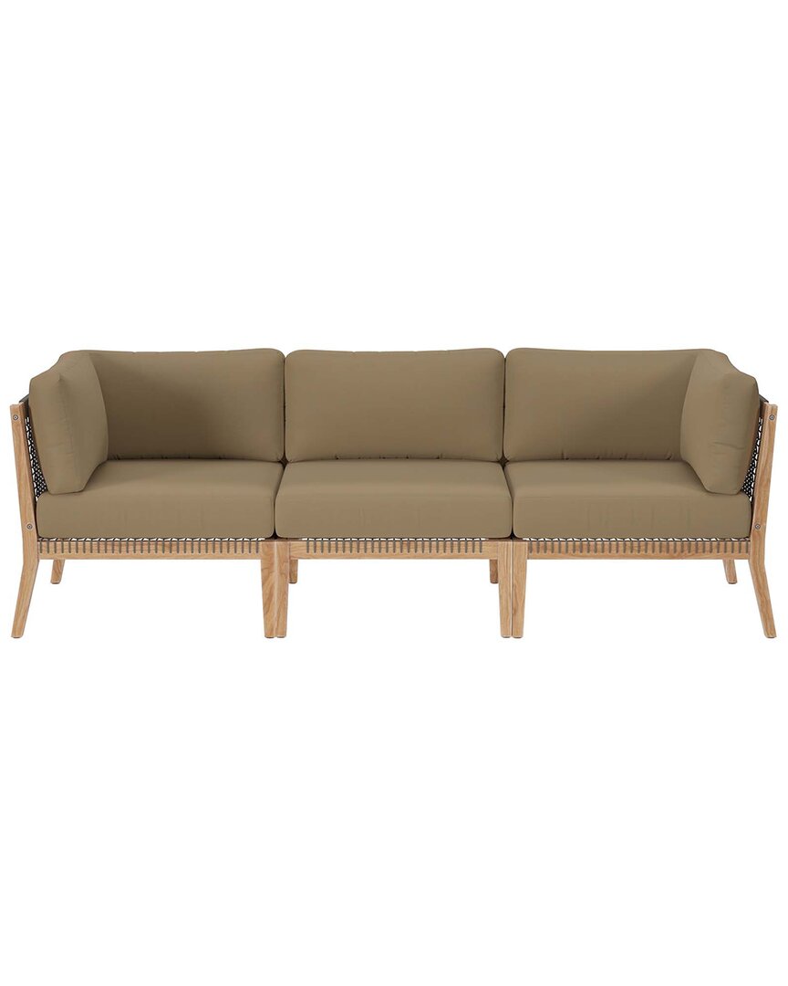 Modway Clearwater Outdoor Patio Teak Wood Sofa In Green