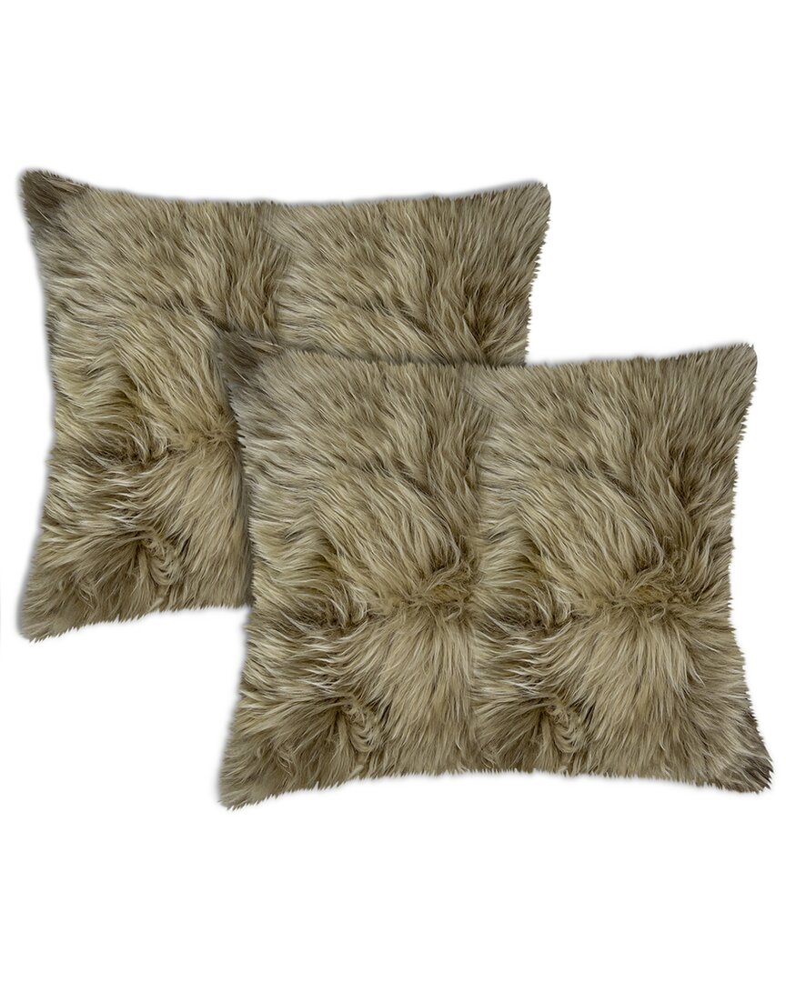 Natural Group Natural Pack Of 2 New Zealand Sheepskin 18x18in Pillows