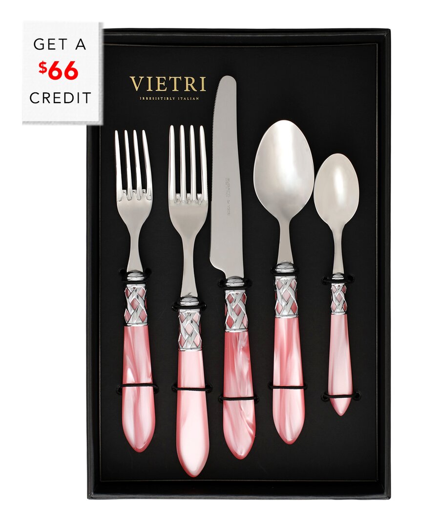 Vietri Aladdin Brilliant 20pc Flatware Set With $46 Credit In Pink