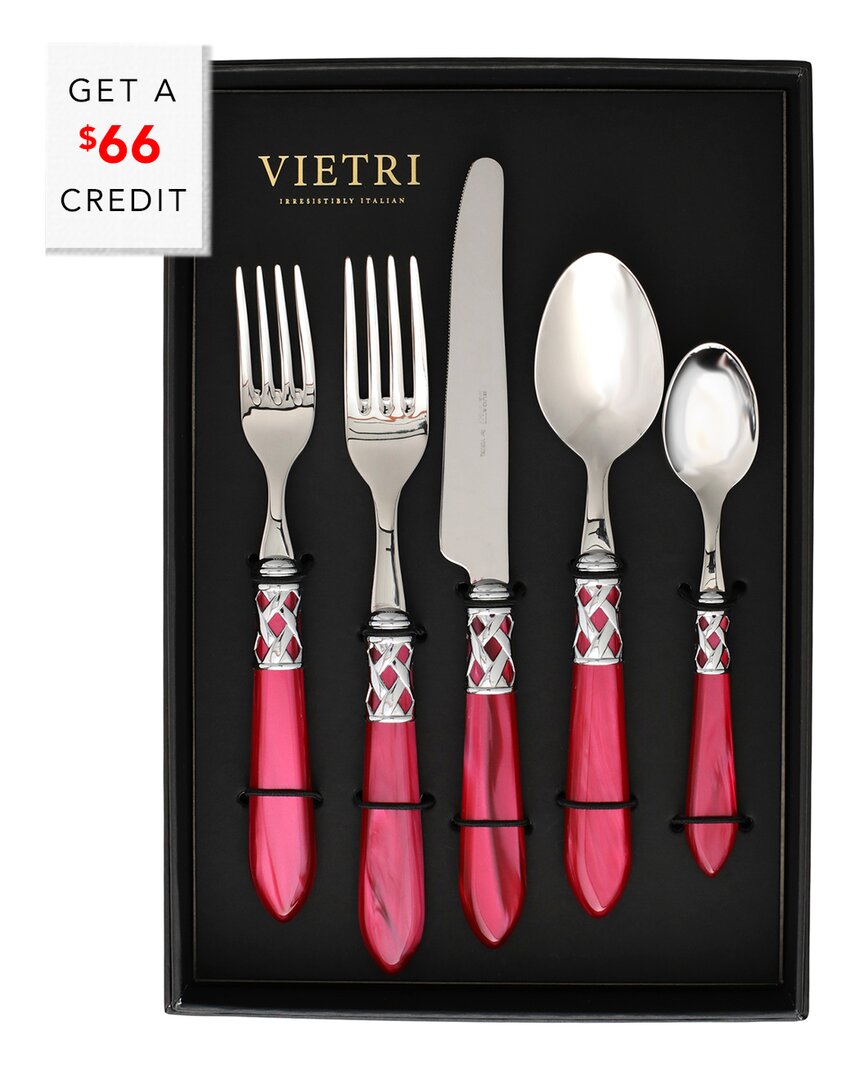 Vietri Aladdin Brilliant 20pc Flatware Set With $46 Credit In Pink