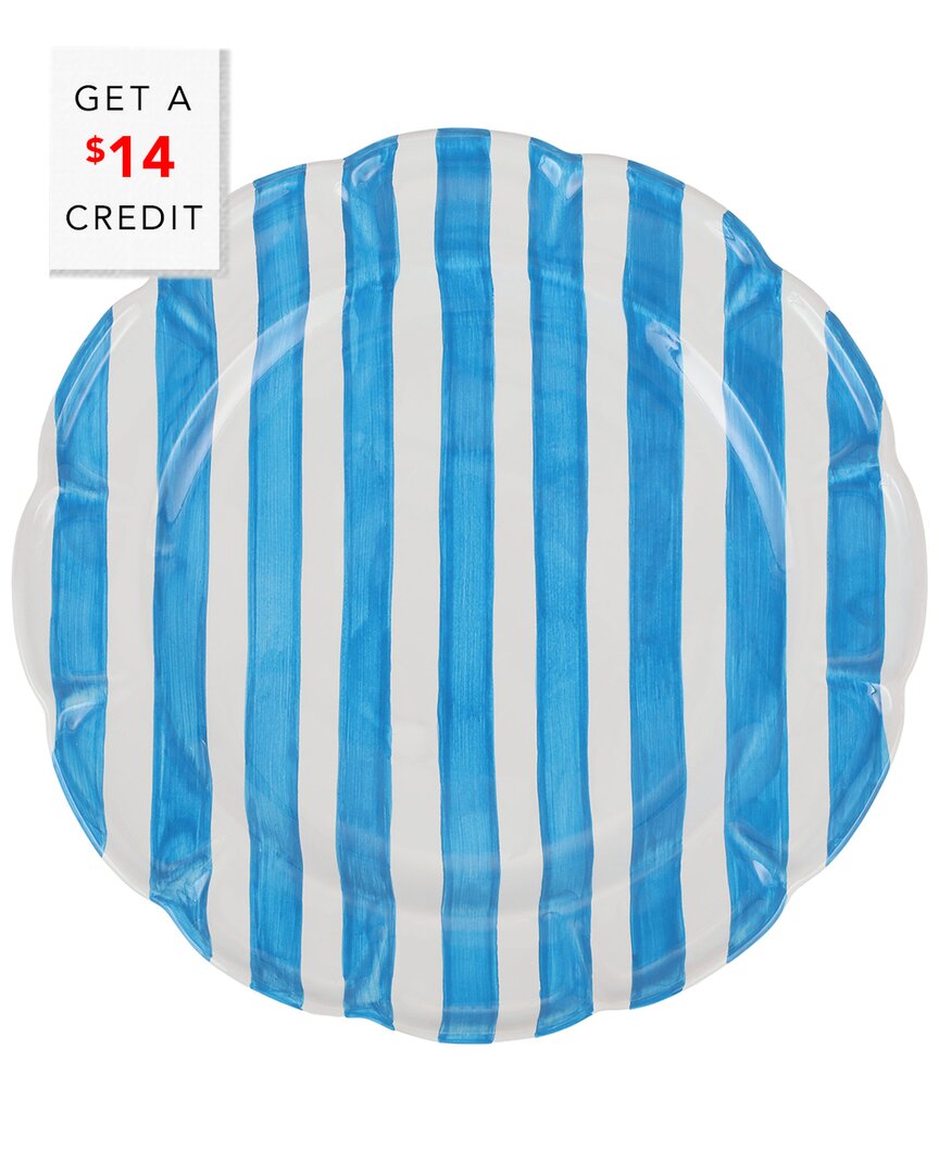 Shop Vietri Amalfitana Stripe Round Platter With $14 Credit In Blue