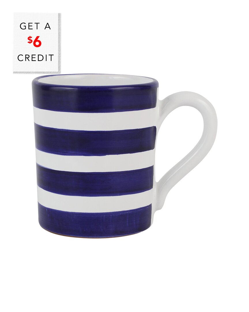 Shop Vietri Amalfitana Stripe Mug With $6 Credit In Blue