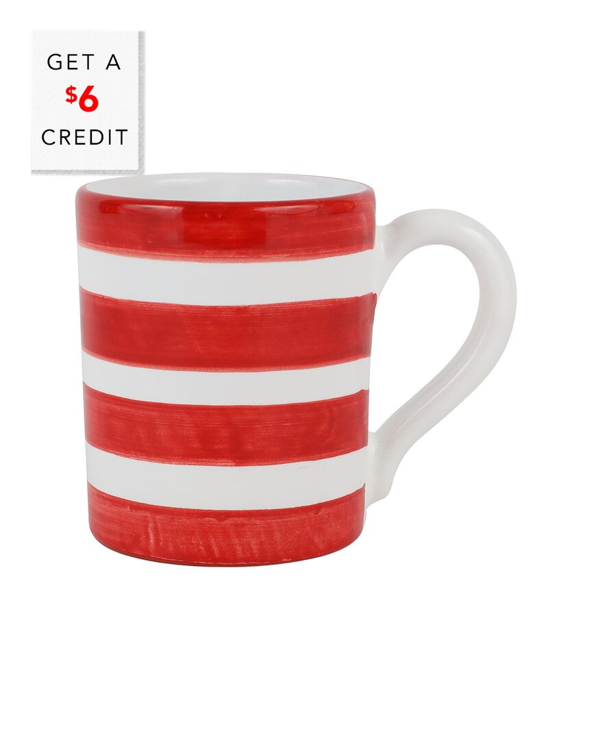 Shop Vietri Amalfitana Stripe Mug With $6 Credit In Red
