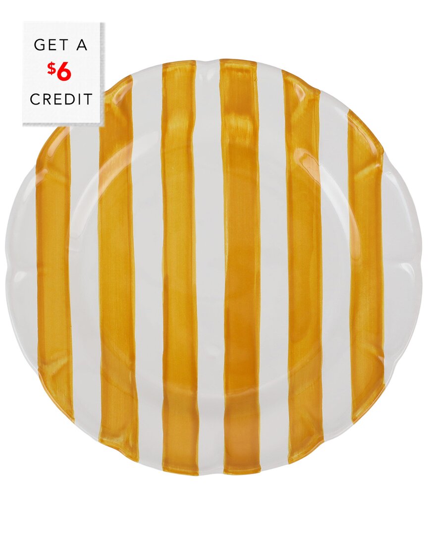 Vietri Amalfitana Stripe Salad Plate In Yellow