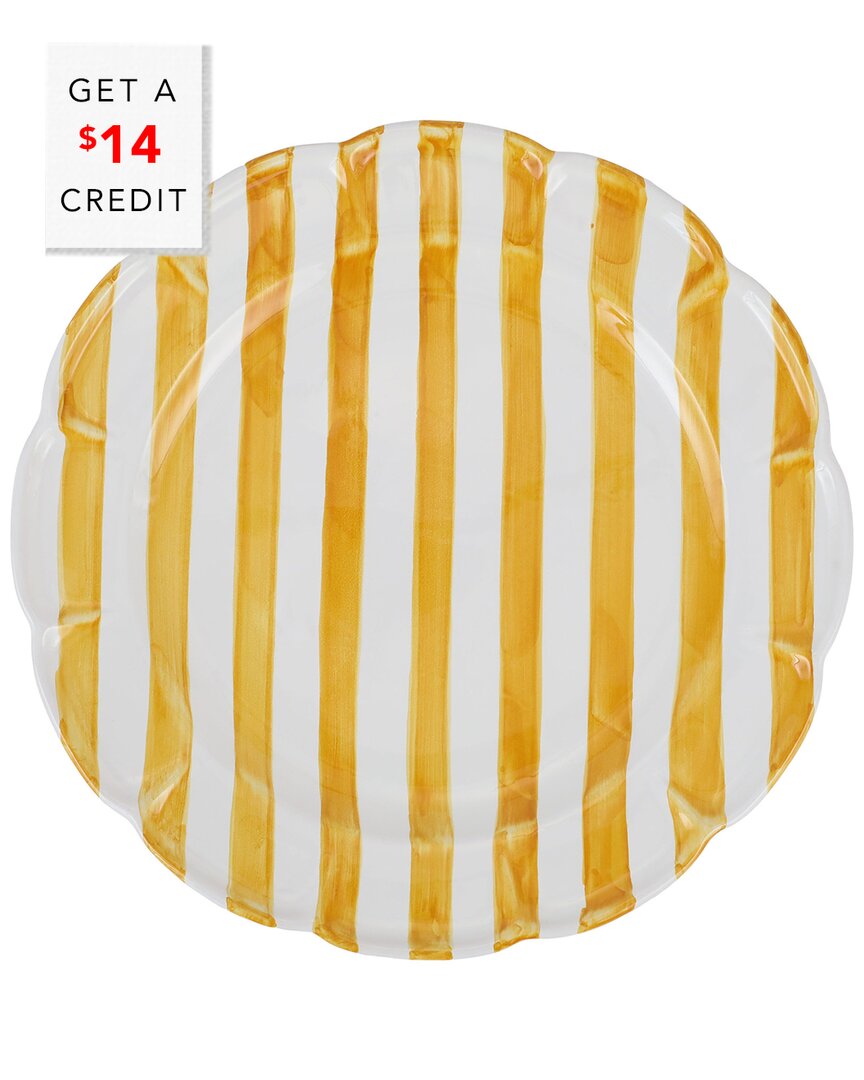 Shop Vietri Amalfitana Stripe Round Platter With $14 Credit In Yellow