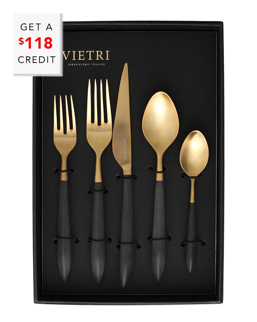 Vietri Ares Oro 20pc Flatware Set With $118 Credit In Black