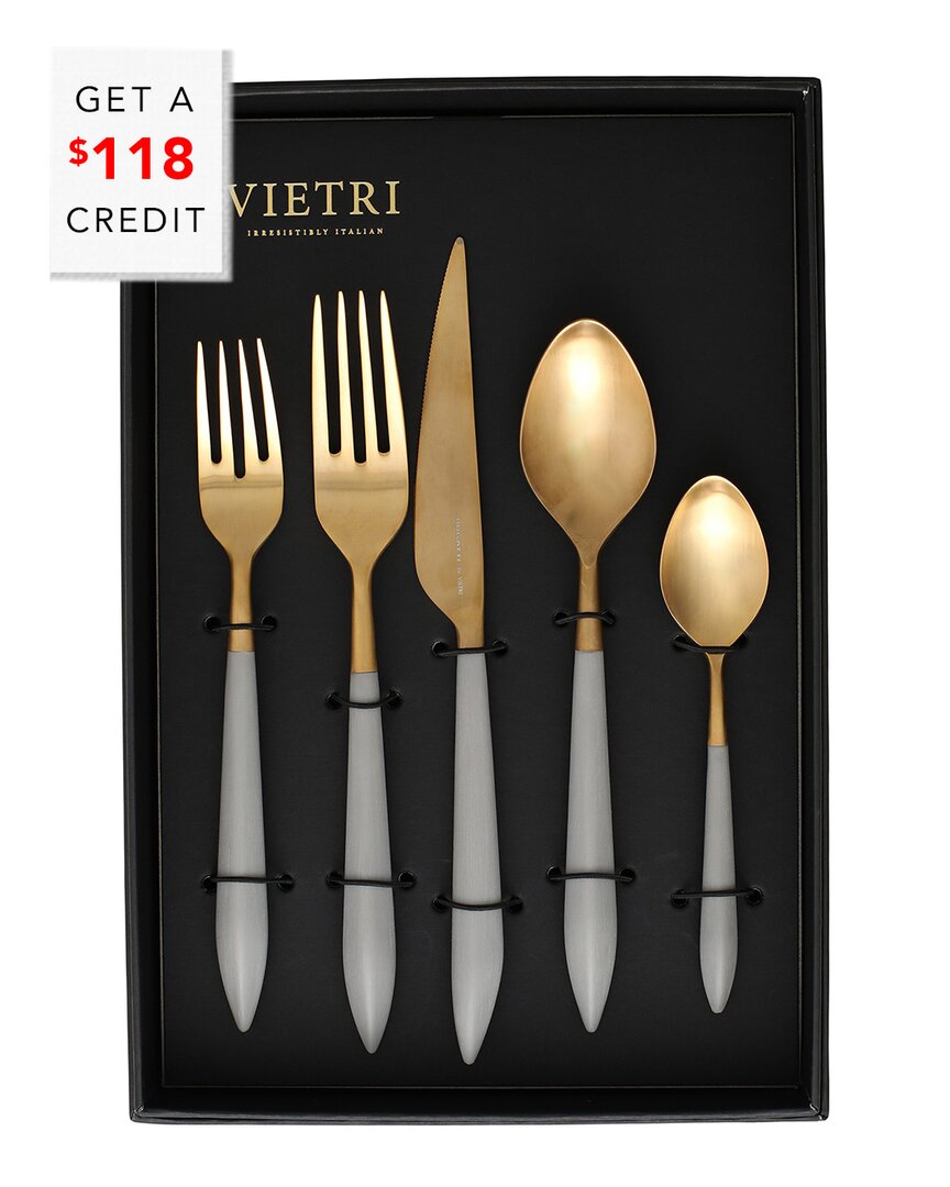 Vietri Ares Oro 20pc Flatware Set With $118 Credit In Grey