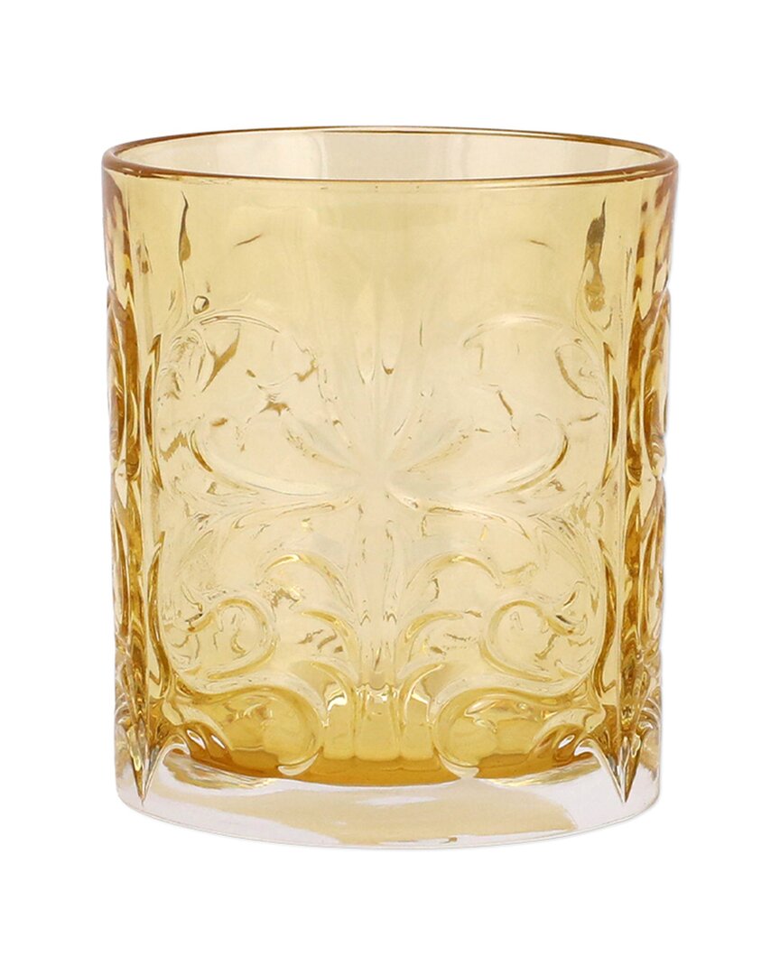 Vietri Barocco Tortoise Double Old-fashioned Glass In Amber