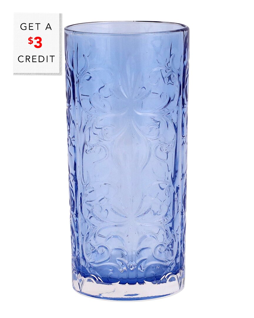 Vietri Barocco Tortoise High Ball Glass In Blue