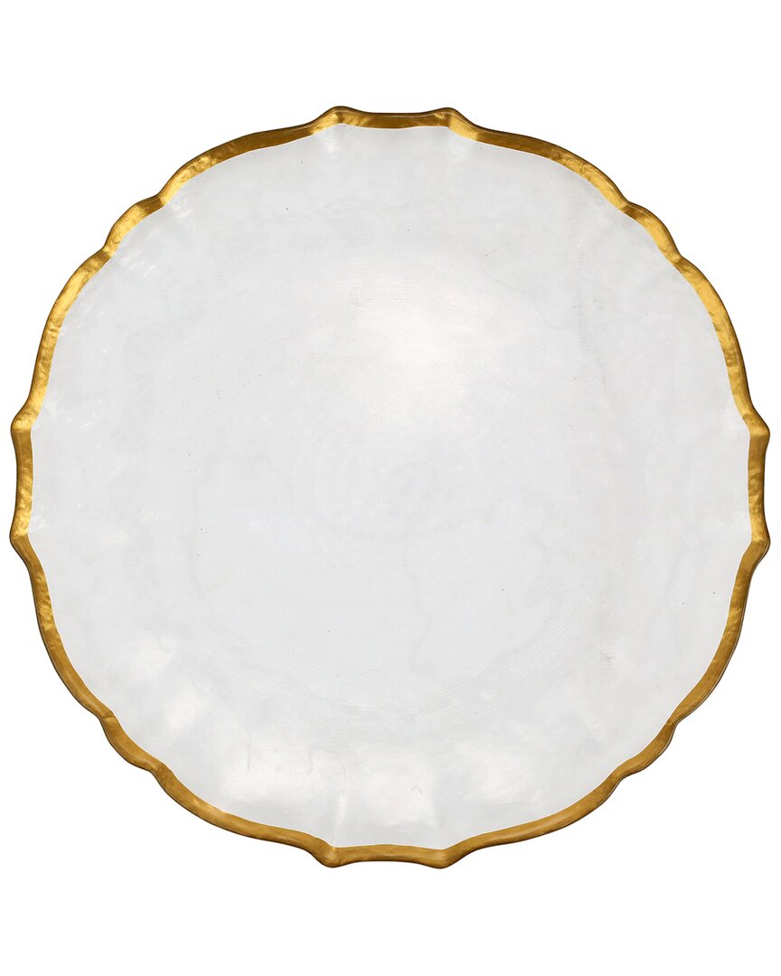 Shop Vietri Discontinued Viva By  Baroque Glass Dinner Plate In Clear