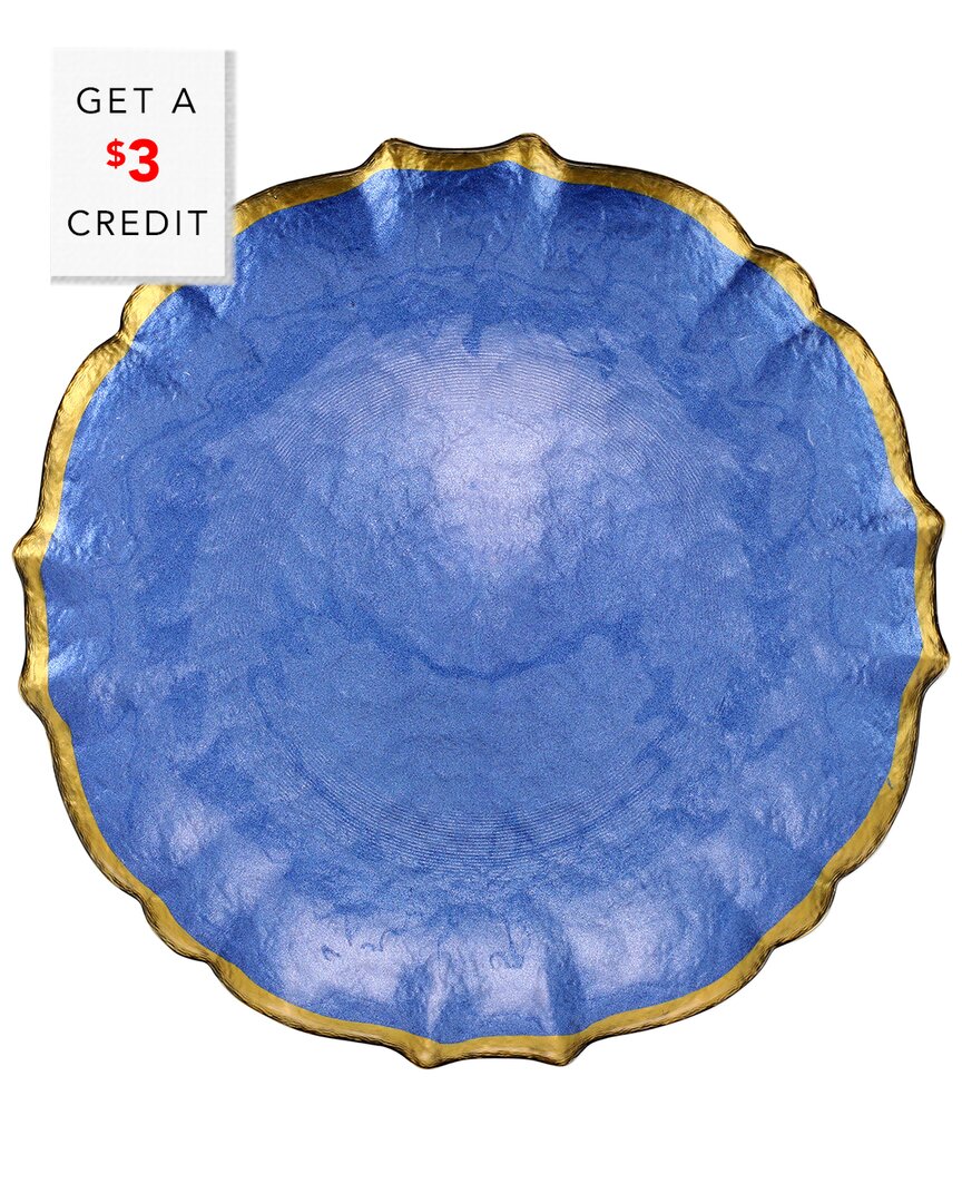 Shop Vietri Viva By  Baroque Glass Dinner Plate With $3 Credit In Blue