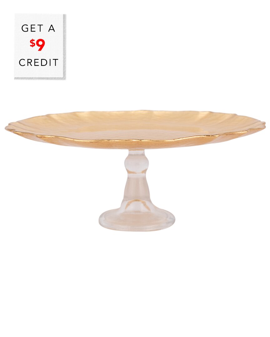 Vietri Viva By  Baroque Glass Cake Stand With $9 Credit In Gold