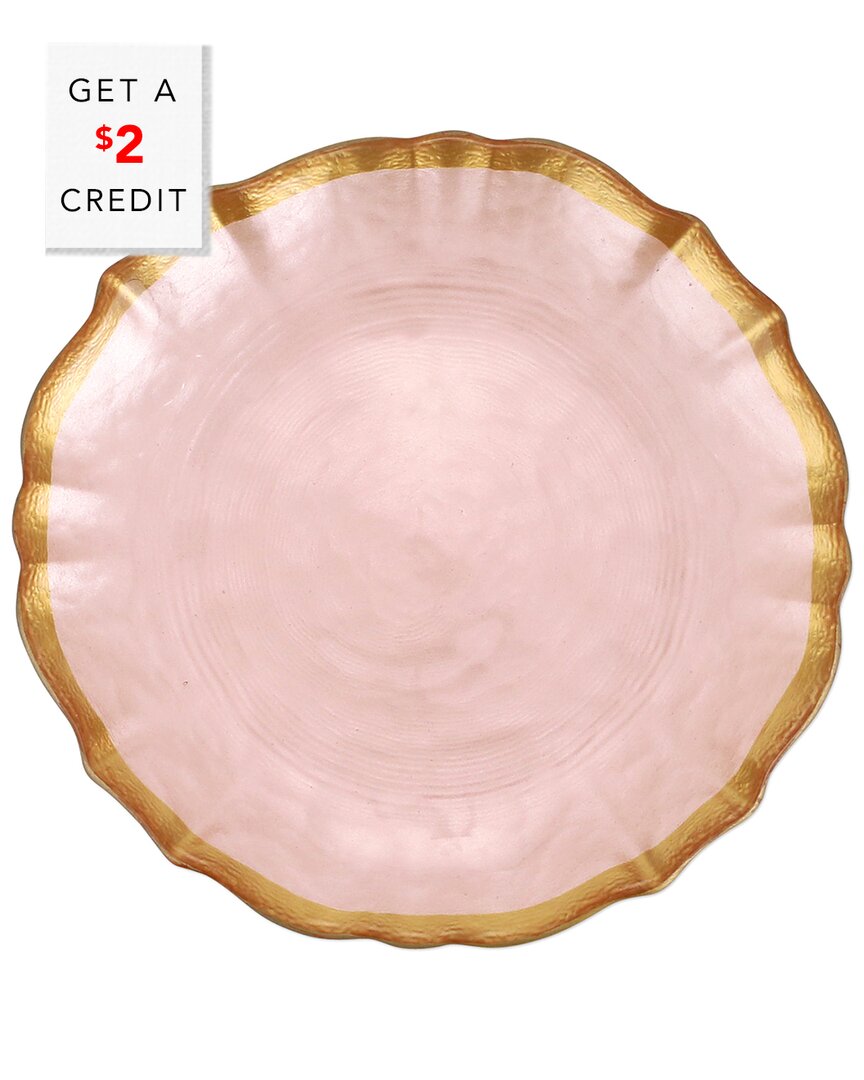 Vietri Viva By  Baroque Glass Cocktail Plate With $2 Credit In Pink