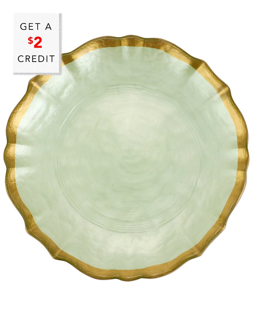 Vietri Viva By  Baroque Glass Cocktail Plate With $2 Credit In Green