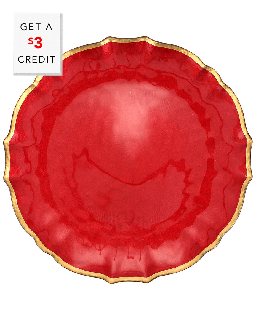 Shop Vietri Viva By  Baroque Glass Dinner Plate With $3 Credit In Red