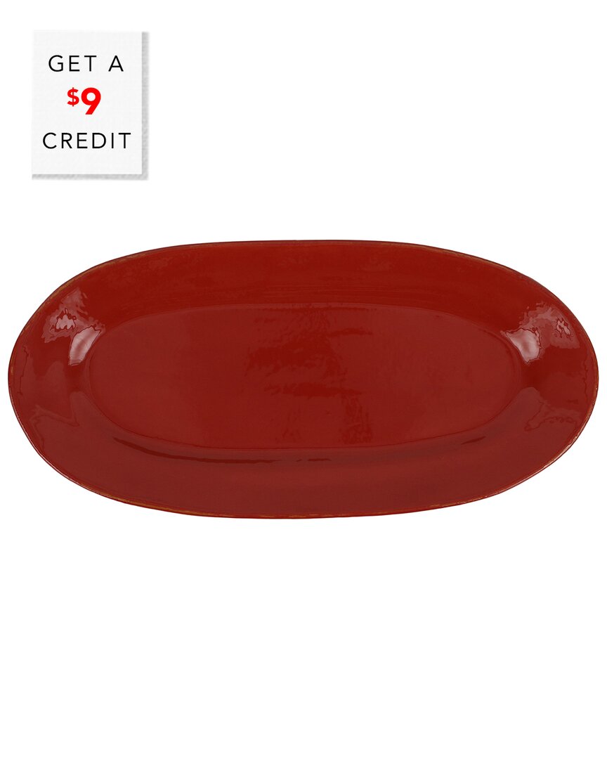 Vietri Cucina Fresca Narrow Oval Platter With $9 Credit In Red