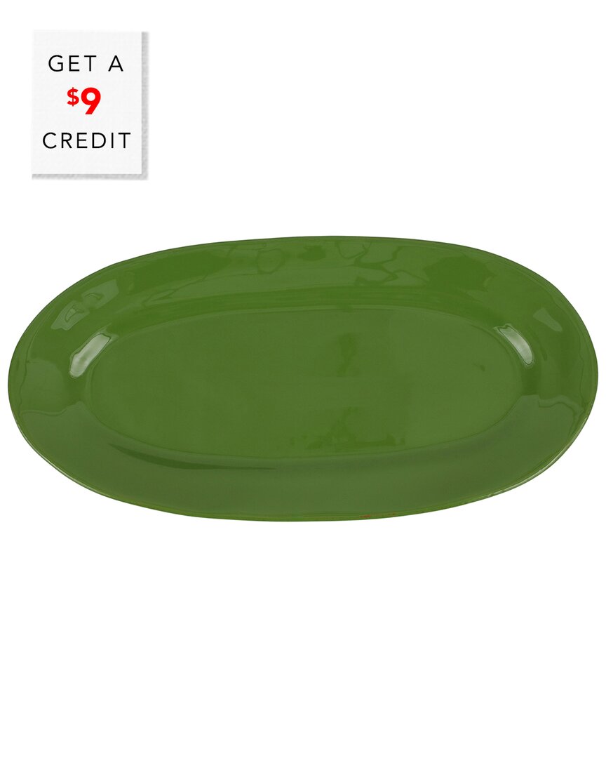 Vietri Cucina Fresca Narrow Oval Platter With $9 Credit In Green
