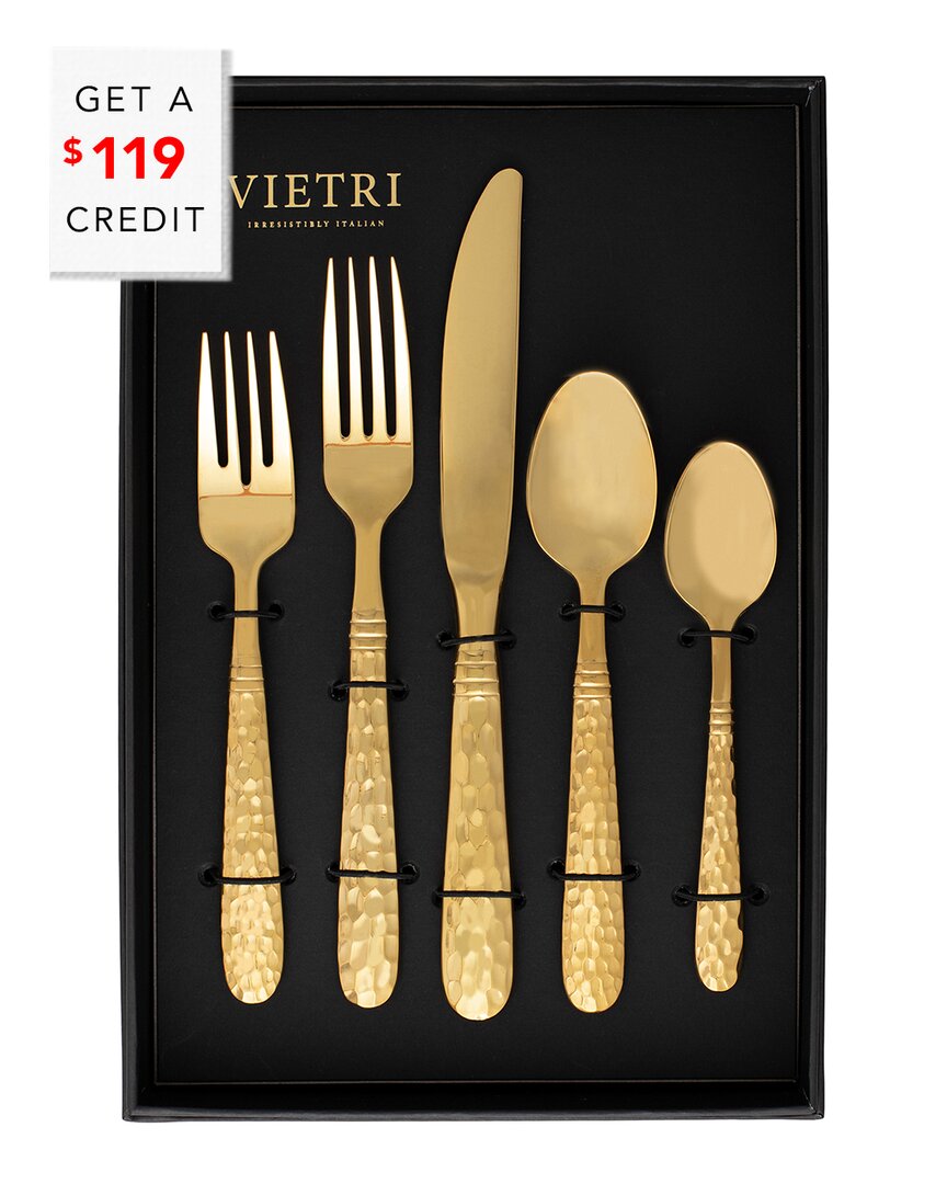 Vietri Martellato Gold Five-piece Place Setting, Set Of 4