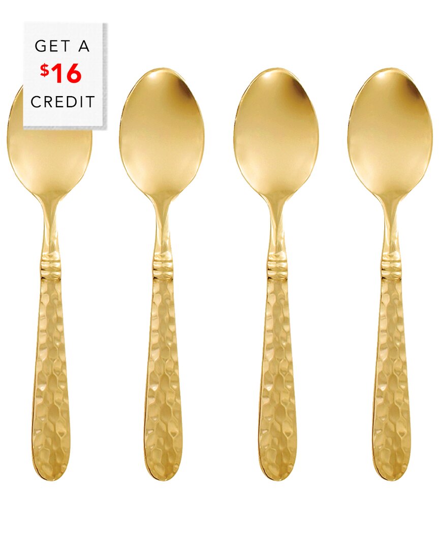 Vietri Martellato Set Of 4 Demitasse Spoons With $16 Credit In Gold