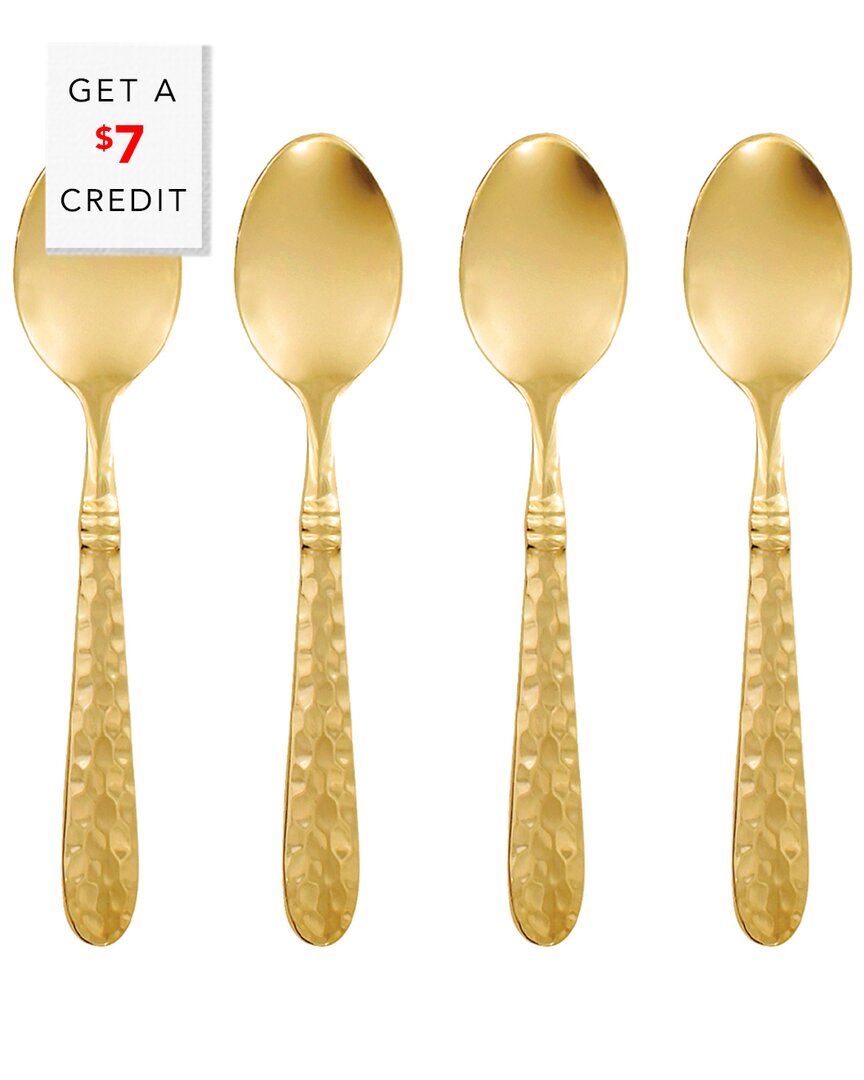 Vietri Martellato Set Of 4 Demitasse Spoons With $16 Credit In Gold