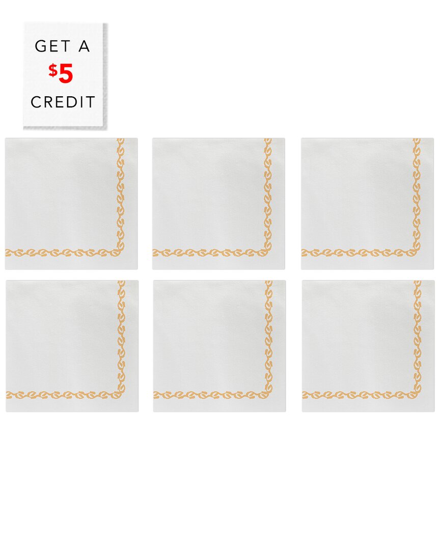 Vietri Papersoft Napkins Pack Of 120 Florentine Cocktail Napkins In White