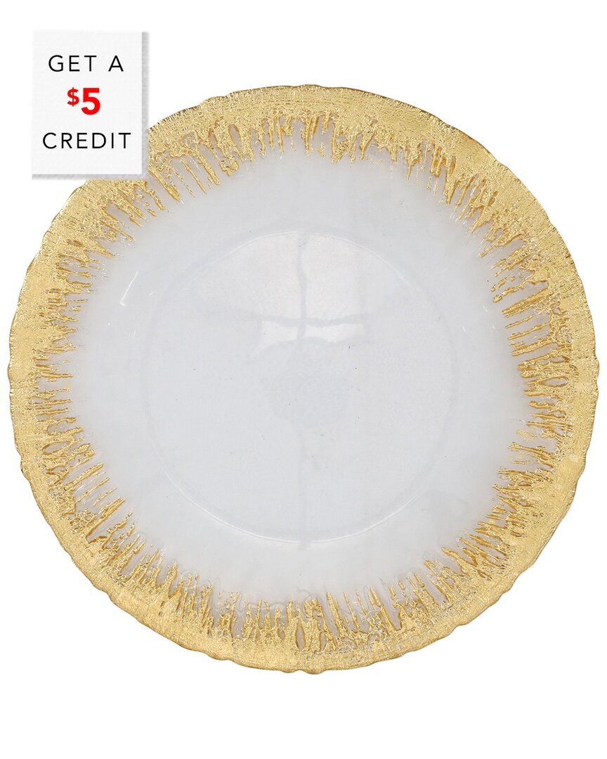Shop Vietri Rufolo Glass Brushstroke Plate/charger With $5 Credit In Gold