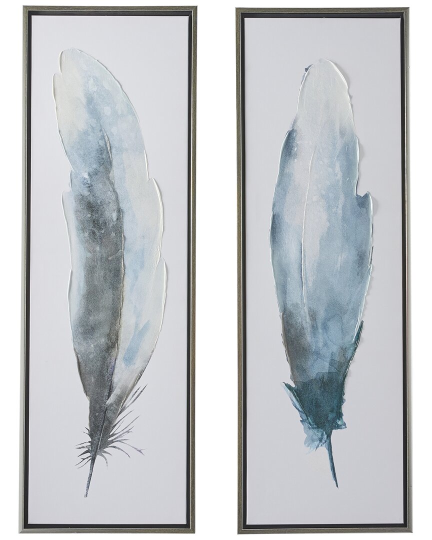 Peyton Lane Set Of 2 Feathers Framed Wall Art Pieces In Multicolor