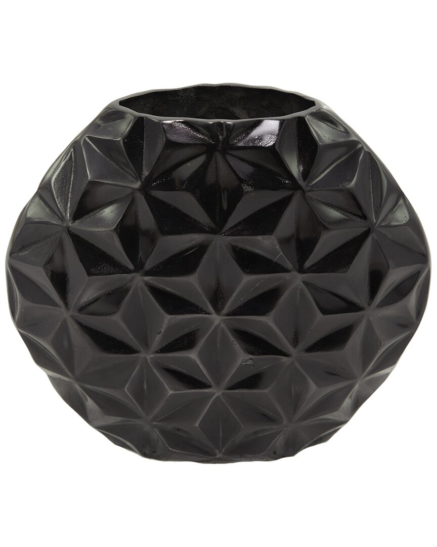 Cosmoliving By Cosmopolitan Geometric Aluminum Faceted Vase In Black