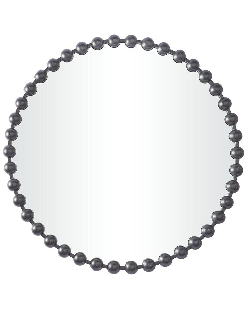 Cosmoliving By Cosmopolitan Metal Wall Mirror With Beaded Detailing In Grey