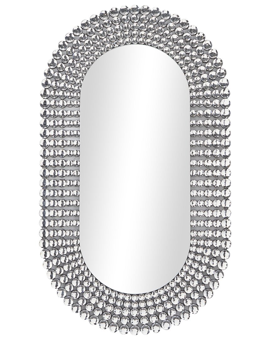 Peyton Lane Glass Oval Wall Mirror With Layered Crystal Frame In Silver