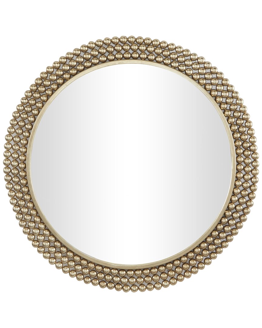 Cosmoliving By Cosmopolitan Metal Wall Mirror With Beaded Detailing In Gold