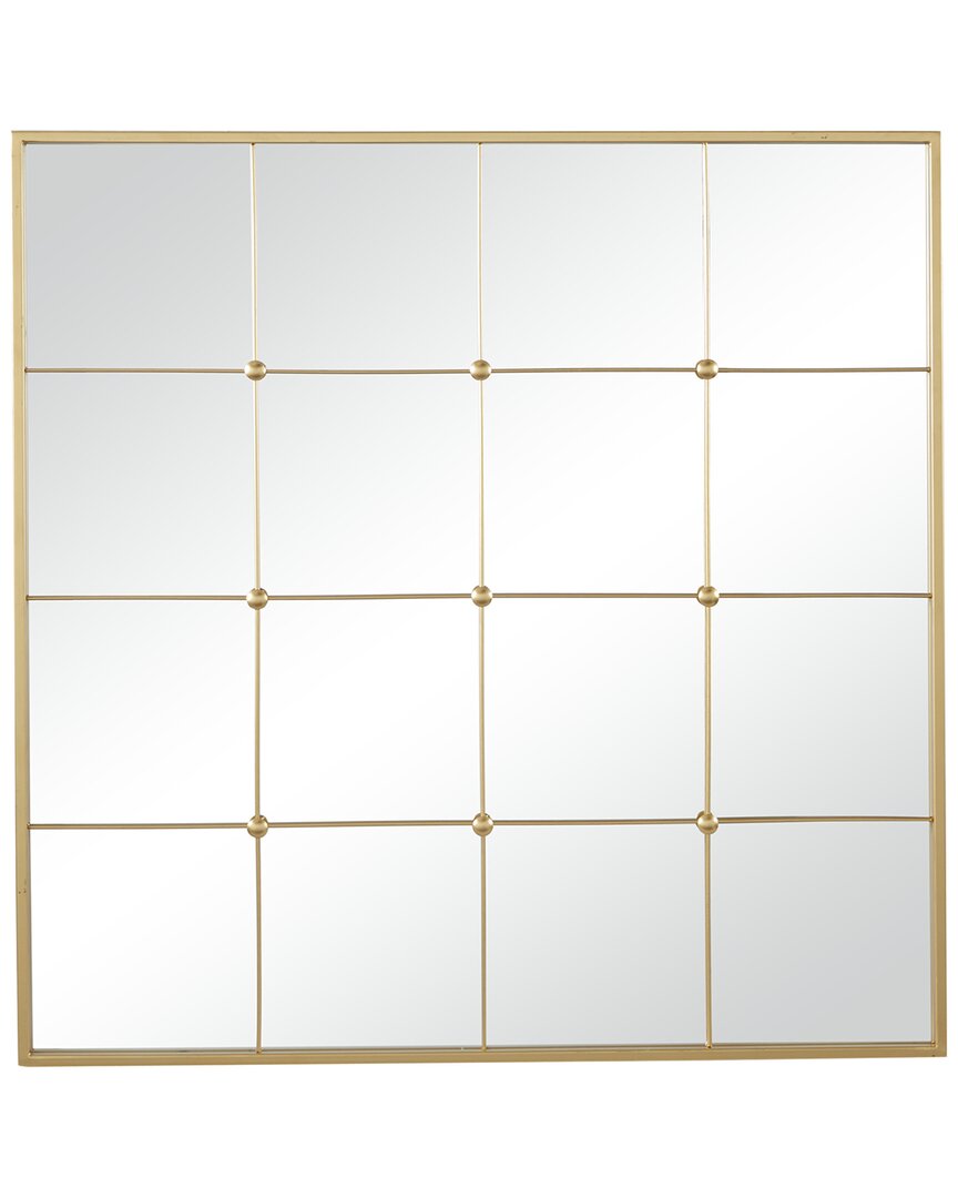 Cosmoliving By Cosmopolitan Metal Window Pane Inspired Wall Mirror In Gold