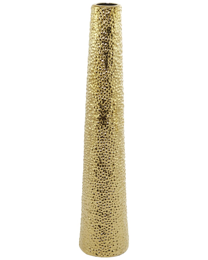 Peyton Lane Modern Round Ceramic Vase With Bubble Texture In Gold