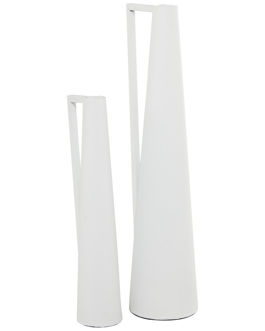 Cosmoliving By Cosmopolitan Set Of 2 Metal Slim Vase With Handles In White
