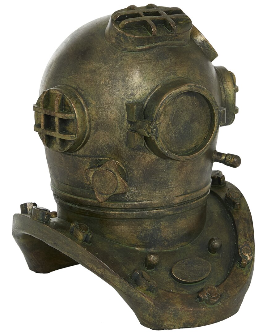 Peyton Lane Diver Bronze Polystone Antique Helmet In Gold