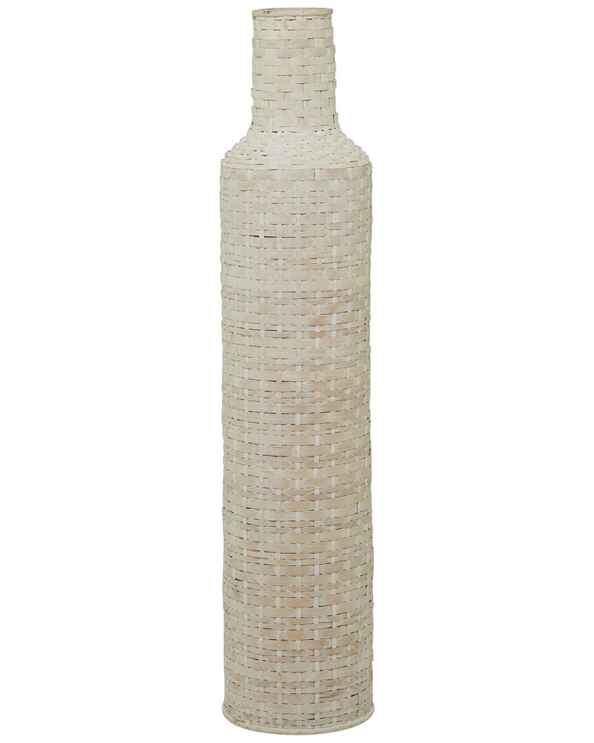 Peyton Lane Bamboo Tall Woven Floor Vase In White
