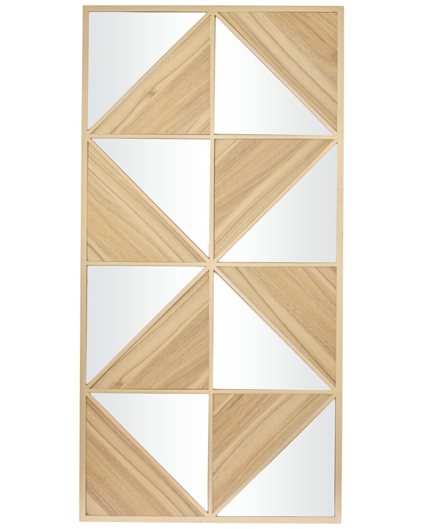 The Novogratz Geometric Light Brown Wood Triangle Mirrored Wall Decor