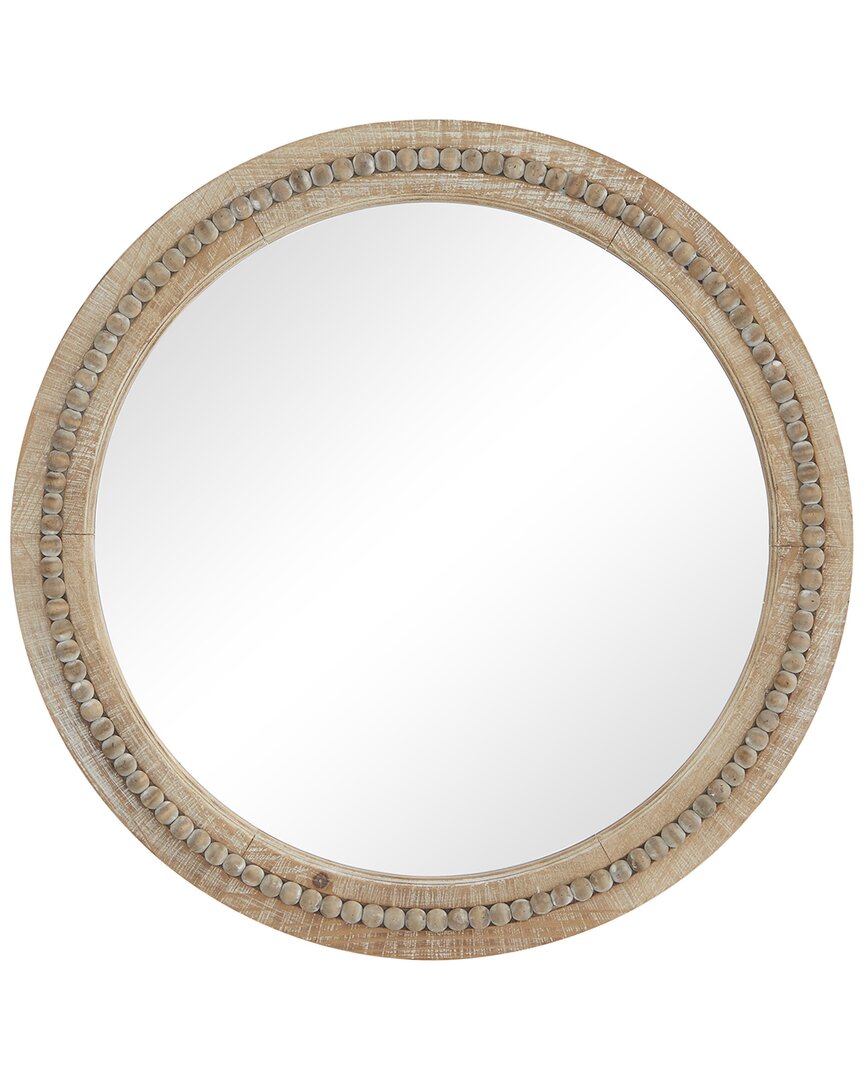 Peyton Lane Wood Distressed Wall Mirror With Beaded Detailing In Brown