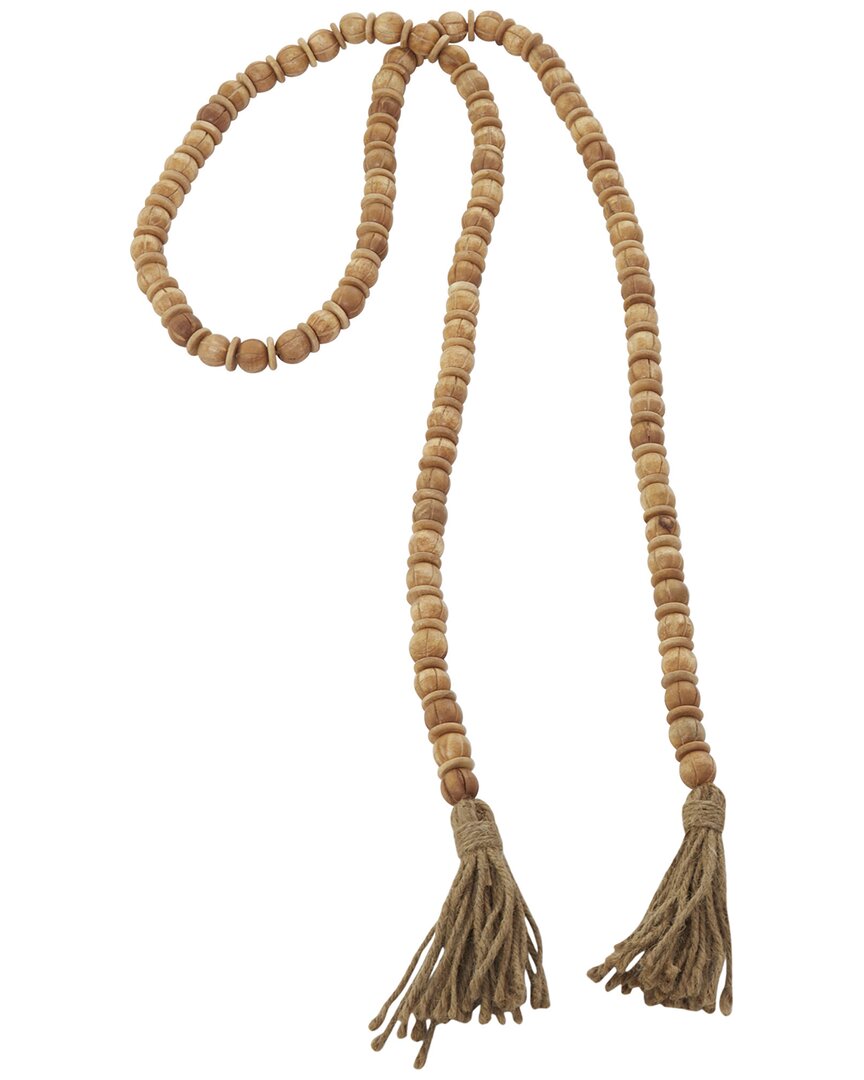 Peyton Lane Mango Wood Handmade Beaded Garland With Tassel In Brown