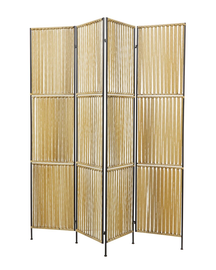 Peyton Lane Rattan Handmade Hinged Foldable Partition 4 Panel Room Divider  Screen In Brown