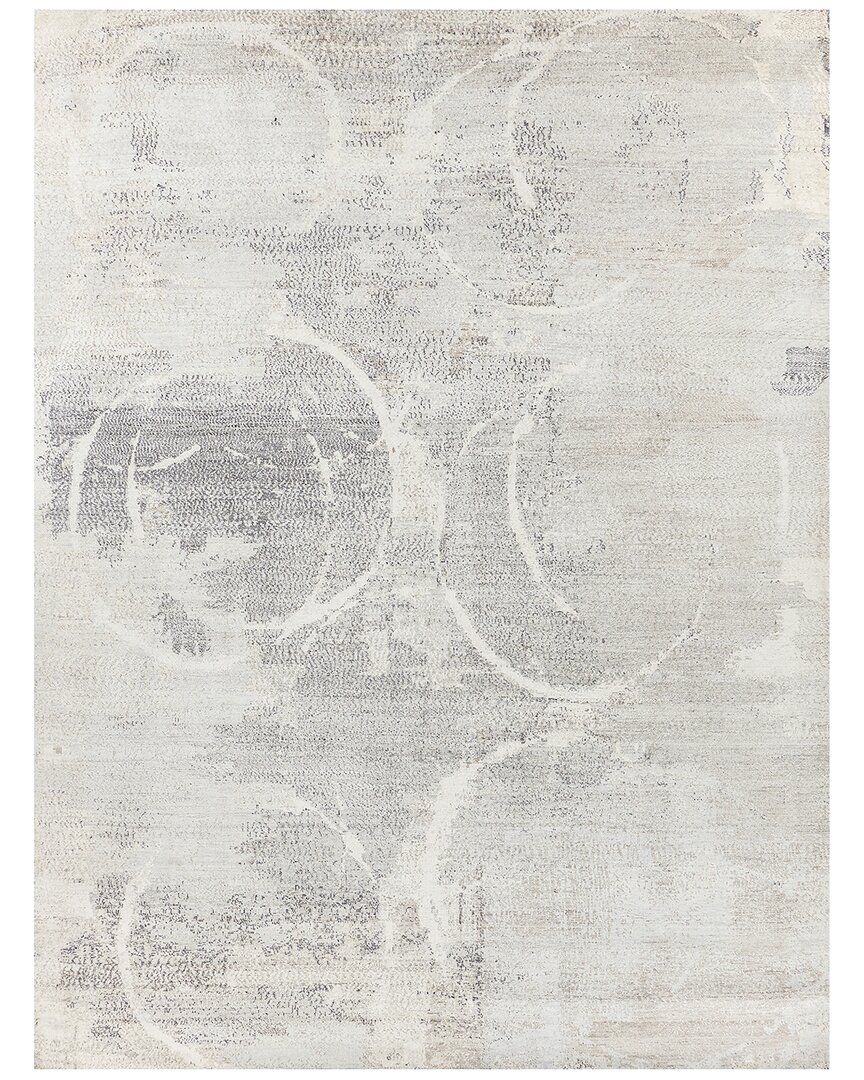 Exquisite Rugs Fine Pure Silk Hand-knotted Silk Rug In Gray