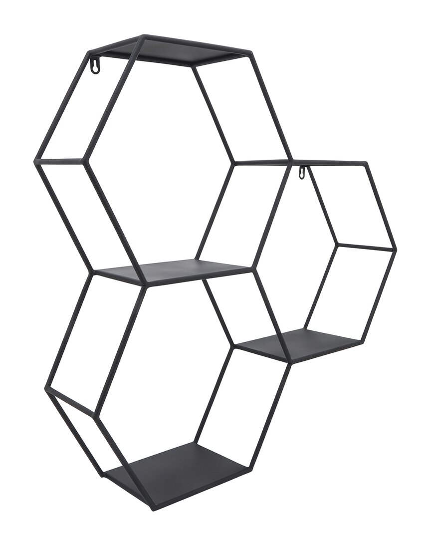 Sagebrook Home 26in Hexagon Wall Shelf In Black