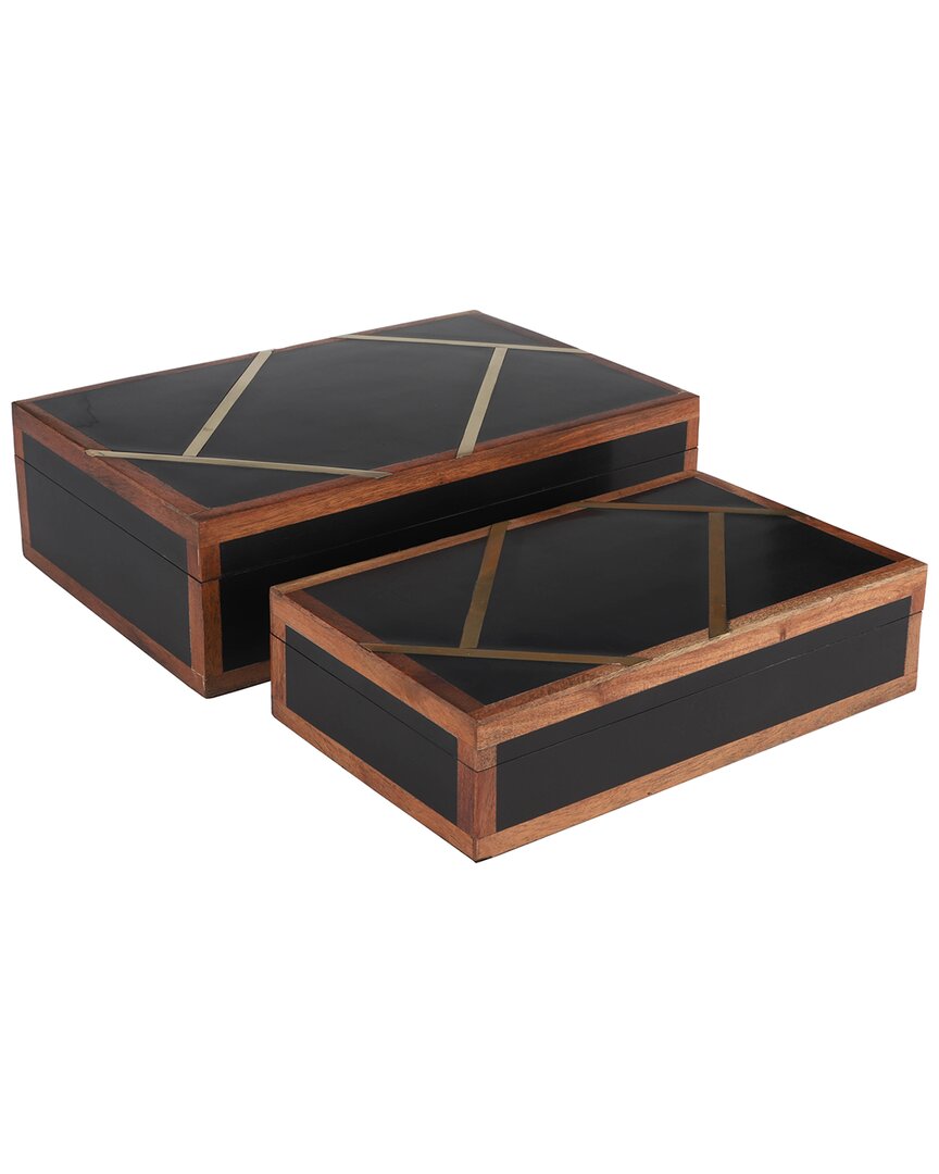 Sagebrook Home Set Of 2 Decorative Boxes In Black