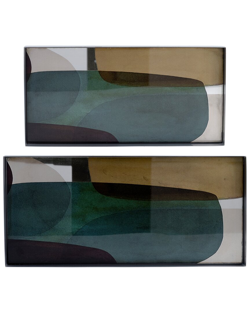 Sagebrook Home Set Of 2 Glass Trays In Multicolor