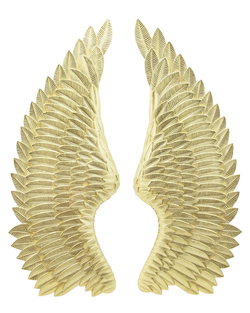 Sagebrook Home Set Of 2 Angel Wing Wall Accents In Gold