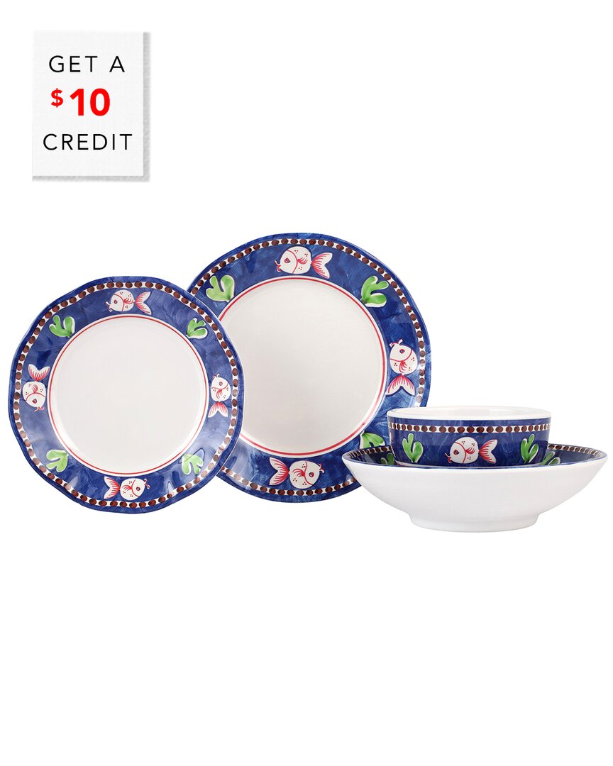 Shop Vietri Melamine Campagna Pesce 4pc Dinnerware Set With $10 Credit In Multicolor