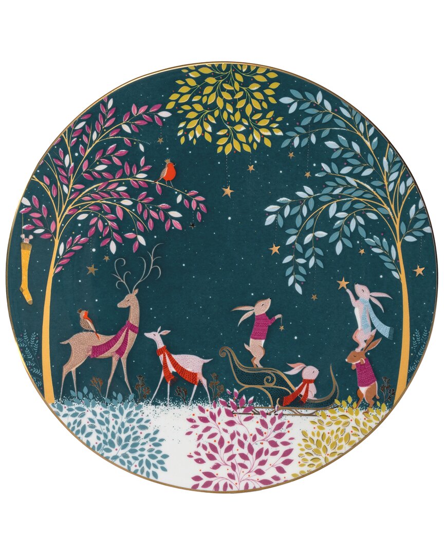 Portmeirion Sara Miller Woodland Tales 9in Deer & Robin Serving Plate In Multi