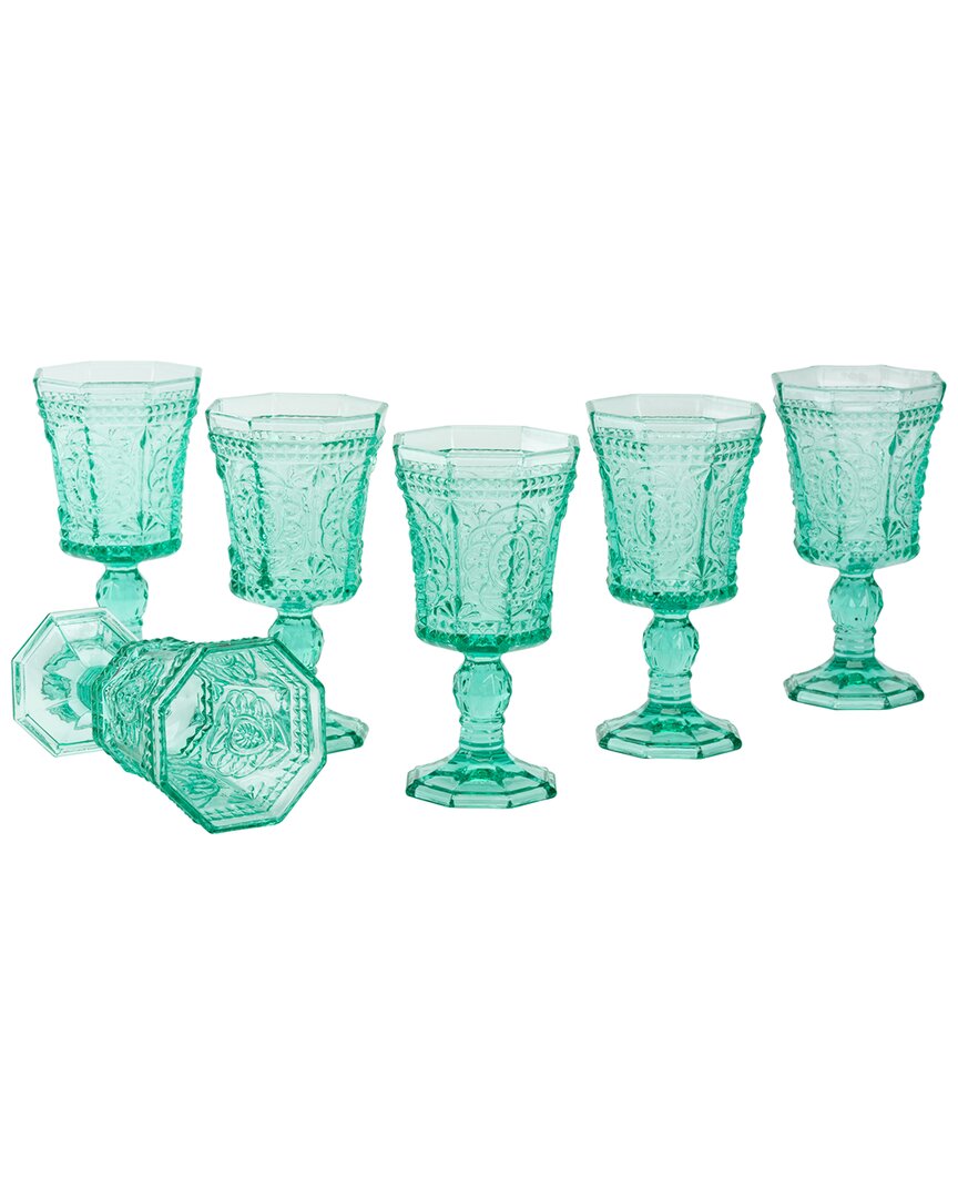 Ten Strawberry Street Vatican Set Of Six 8oz Red Wine Glasses In Turquoise